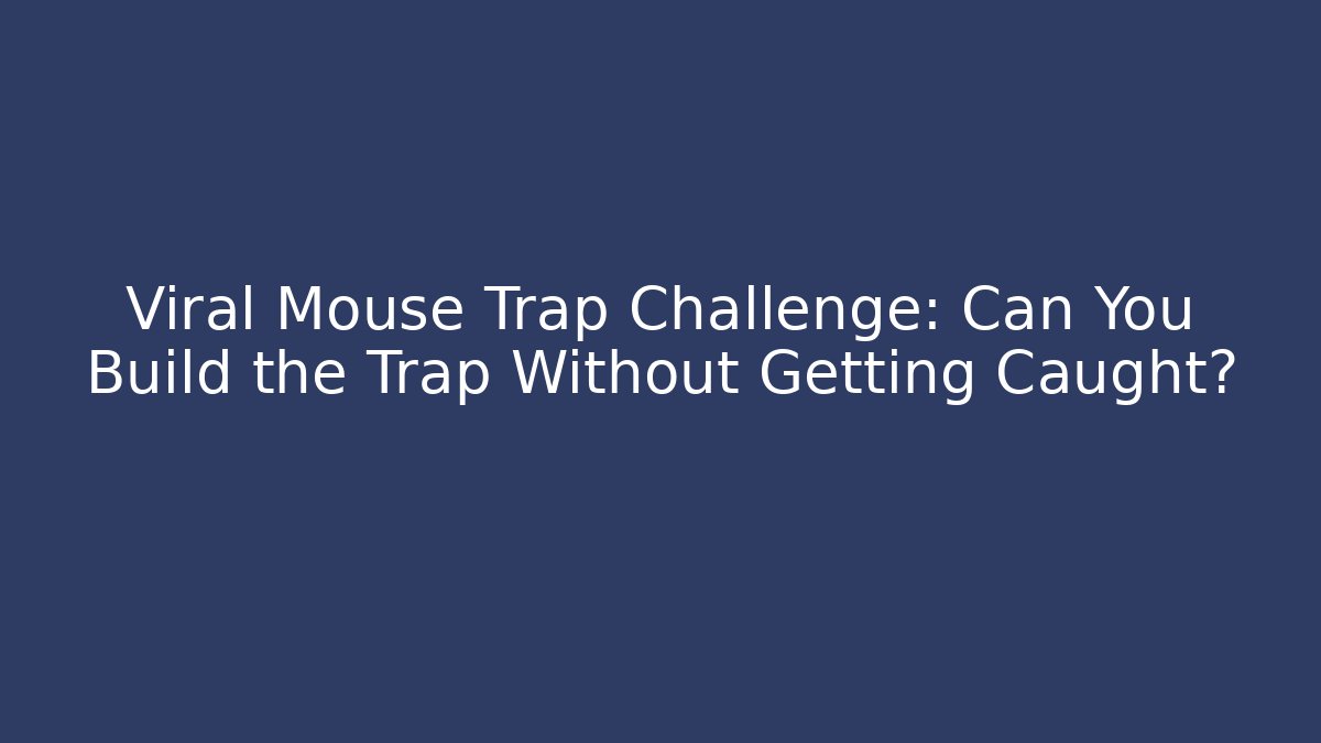 Viral Mouse Trap Challenge: Can You Build the Trap Without Getting Caught?