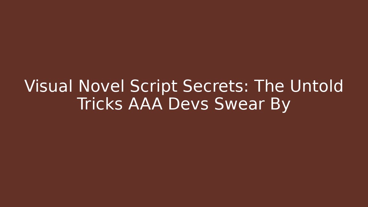 Visual Novel Script Secrets: The Untold Tricks AAA Devs Swear By
