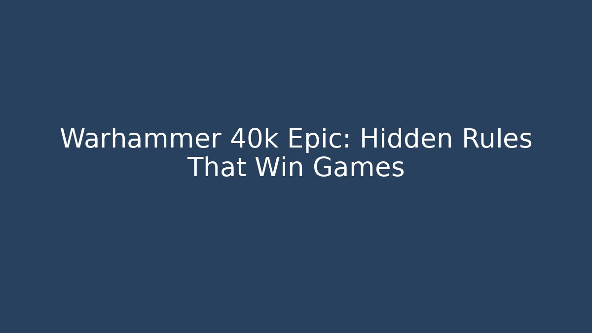 Warhammer 40k Epic: Hidden Rules That Win Games