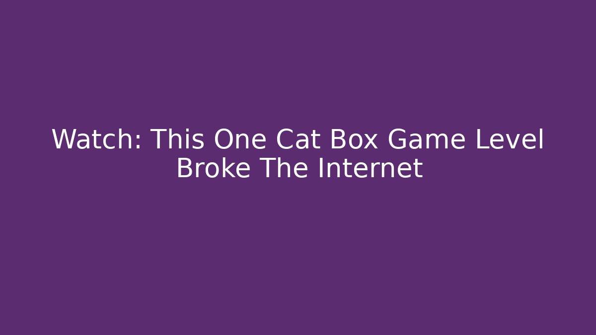 Watch: This One Cat Box Game Level Broke The Internet - Create More Assets