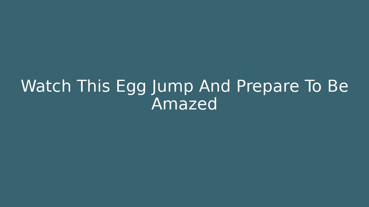 Watch This Egg Jump And Prepare To Be Amazed - Create More Assets