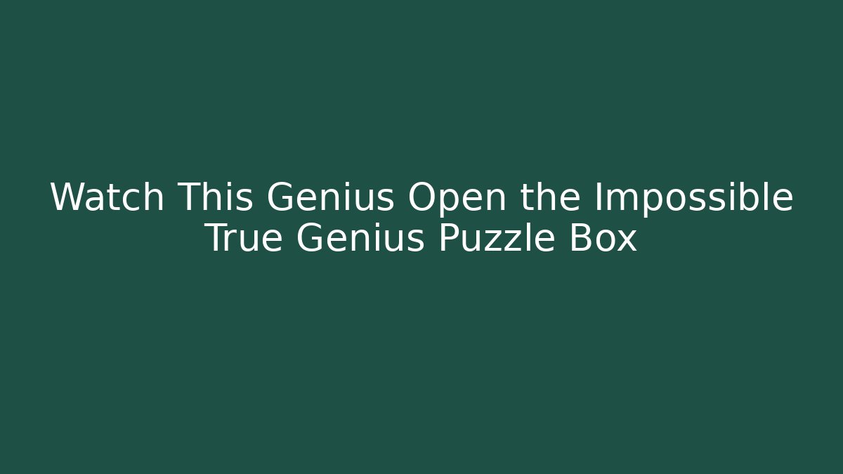 Watch This Genius Open the Impossible True Genius Puzzle Box