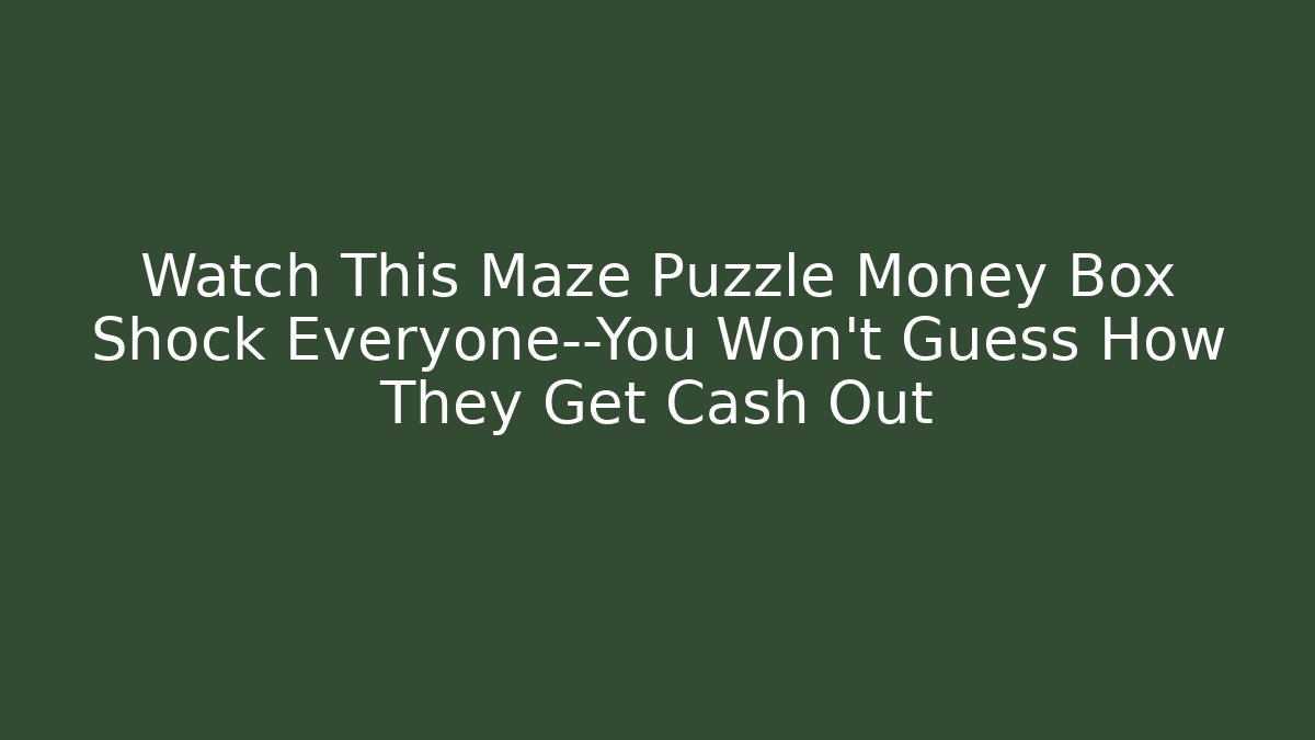 Watch This Maze Puzzle Money Box Shock Everyone—You Won’t Guess How They Get Cash Out