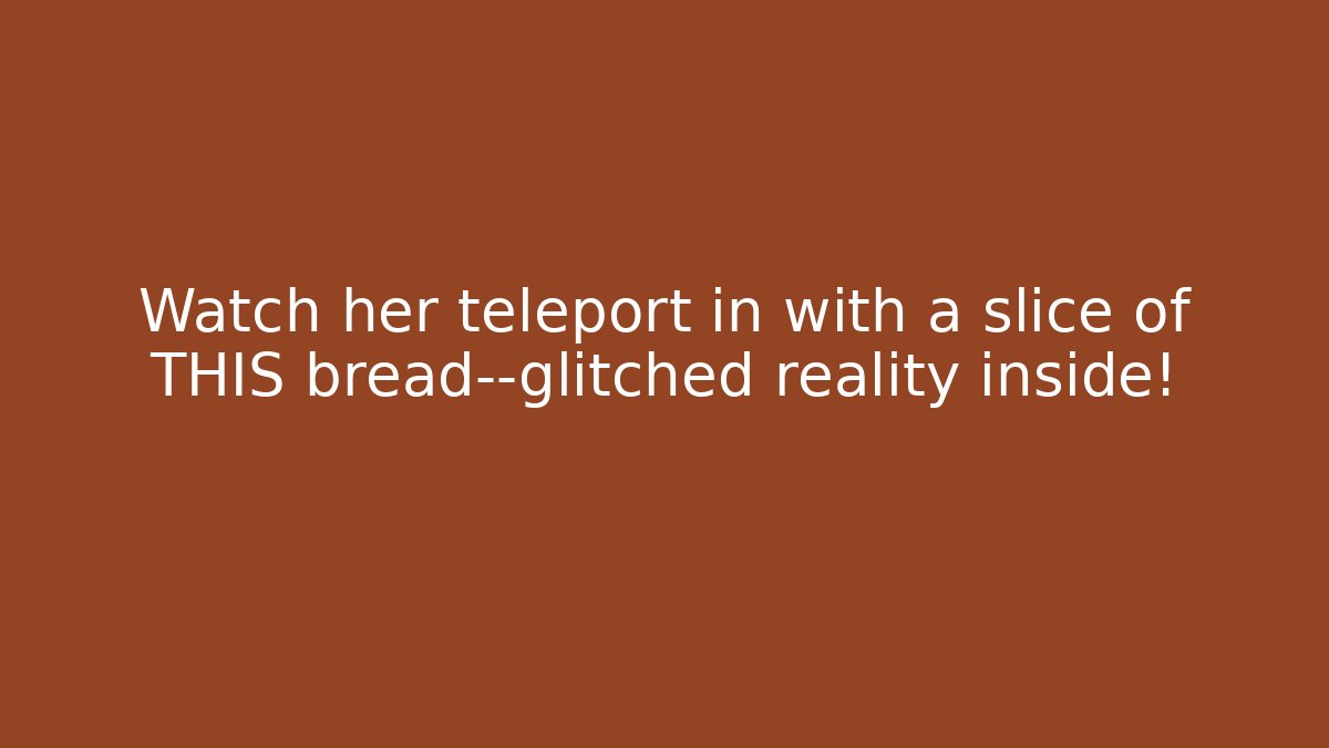 Watch her teleport in with a slice of THIS bread—glitched reality inside!