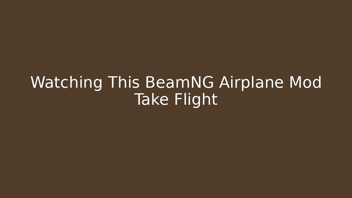 Watching This BeamNG Airplane Mod Take Flight