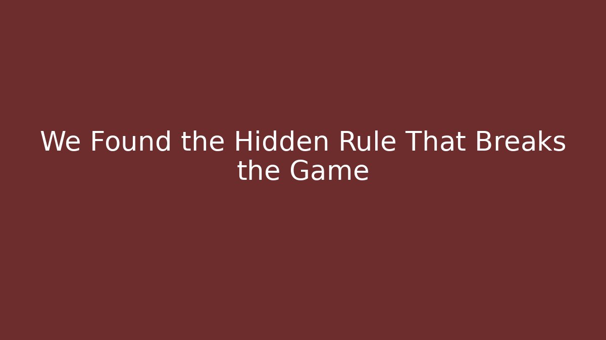 We Found the Hidden Rule That Breaks the Game - Create More Assets