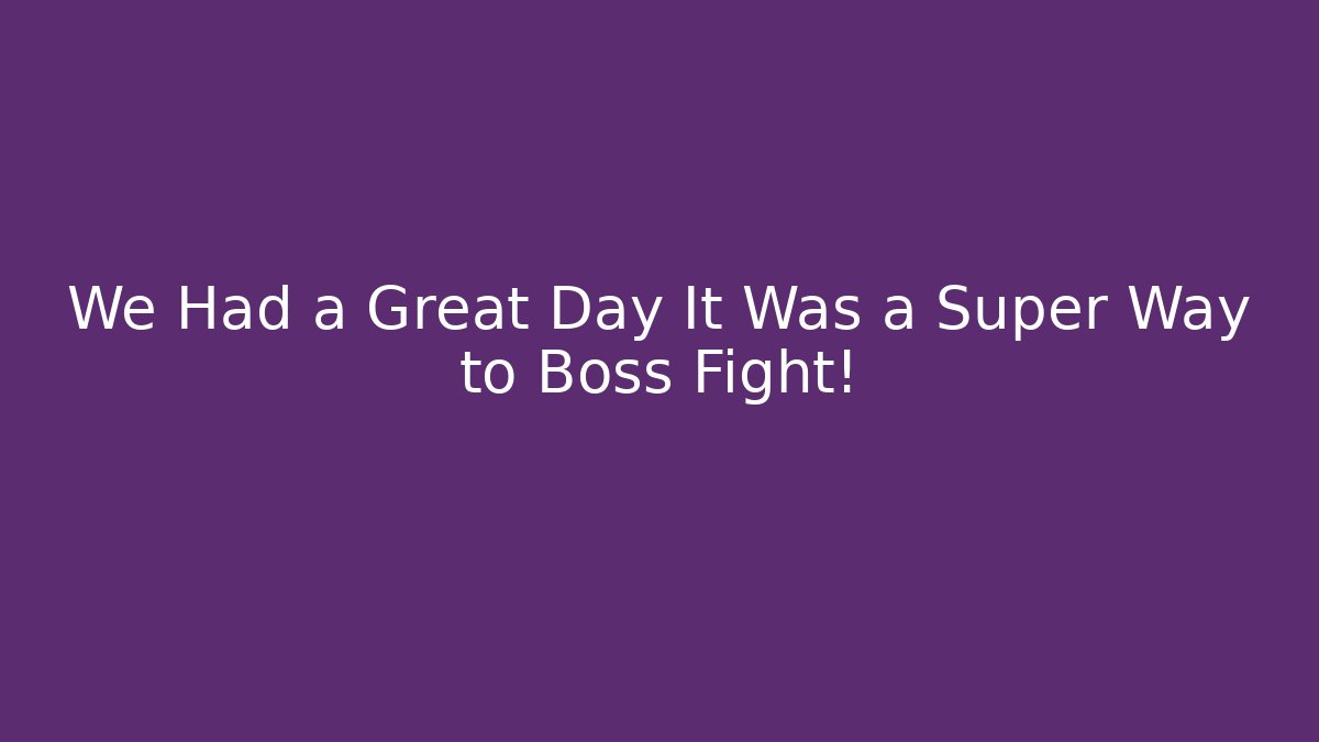 We Had a Great Day It Was a Super Way to Boss Fight!