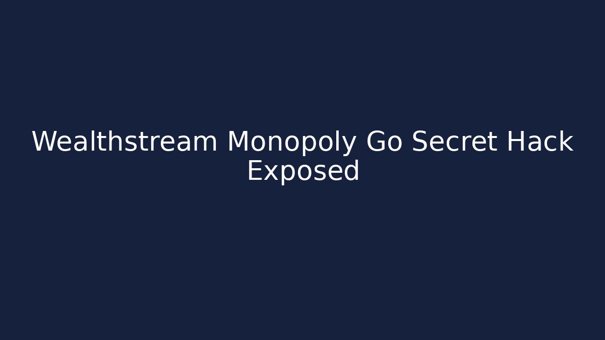 Wealthstream Monopoly Go Secret Hack Exposed - Create More Assets