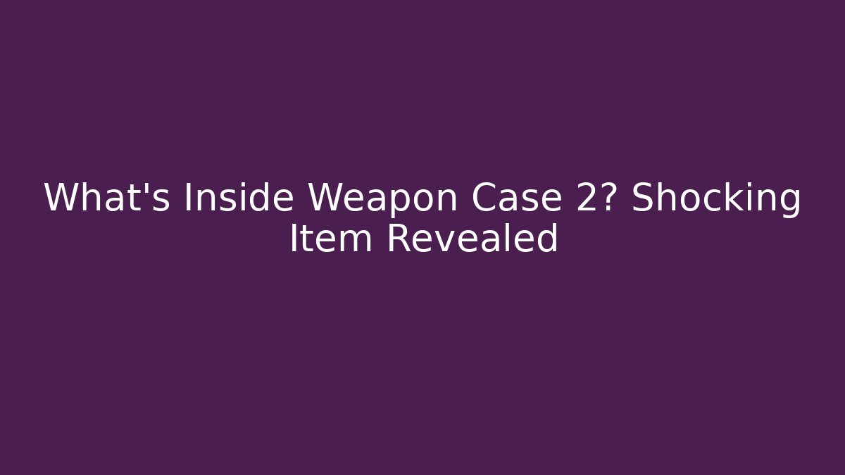 What's Inside Weapon Case 2? Shocking Item Revealed - Create More Assets