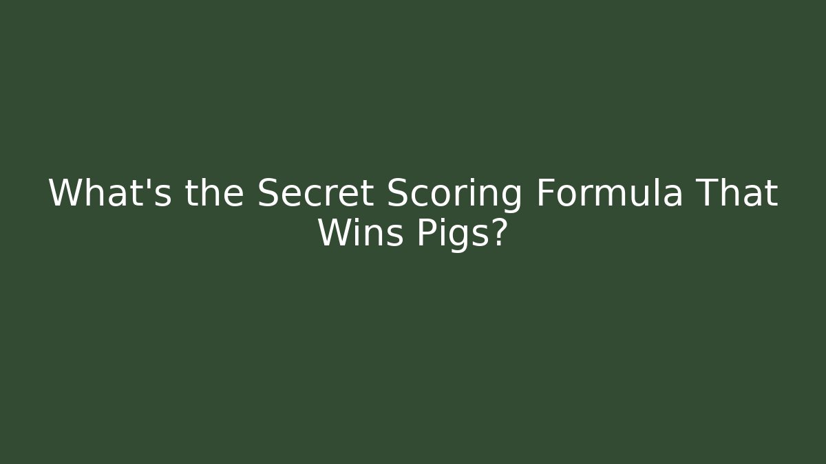What's the Secret Scoring Formula That Wins Pigs?