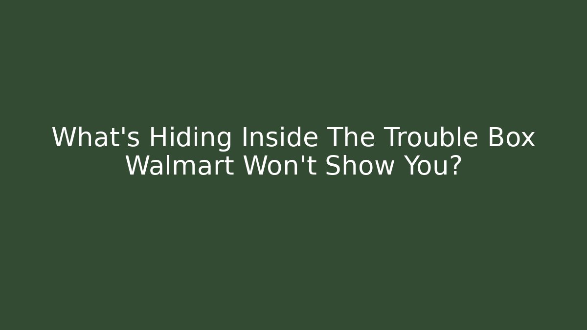 What’s Hiding Inside The Trouble Box Walmart Won’t Show You?