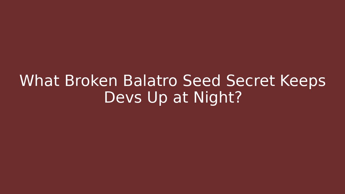 What Broken Balatro Seed Secret Keeps Devs Up at Night?