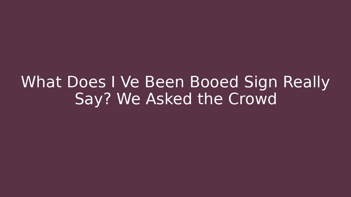 What Does I Vé Been Booed Sign Really Say? We Asked the Crowd