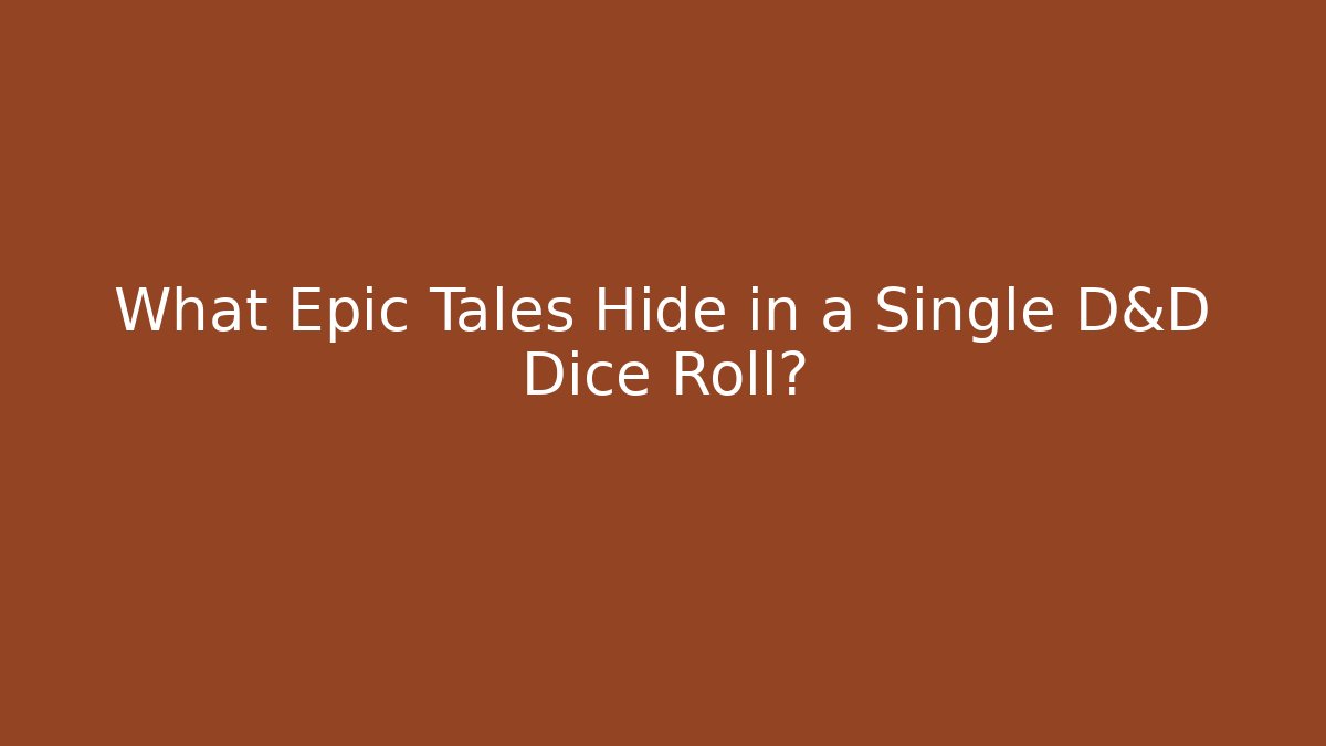 What Epic Tales Hide in a Single D&D Dice Roll?