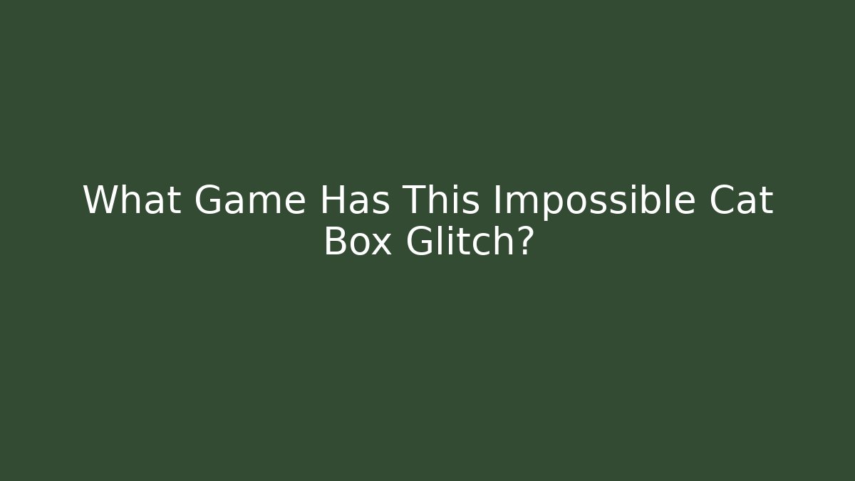 What Game Has This Impossible Cat Box Glitch?