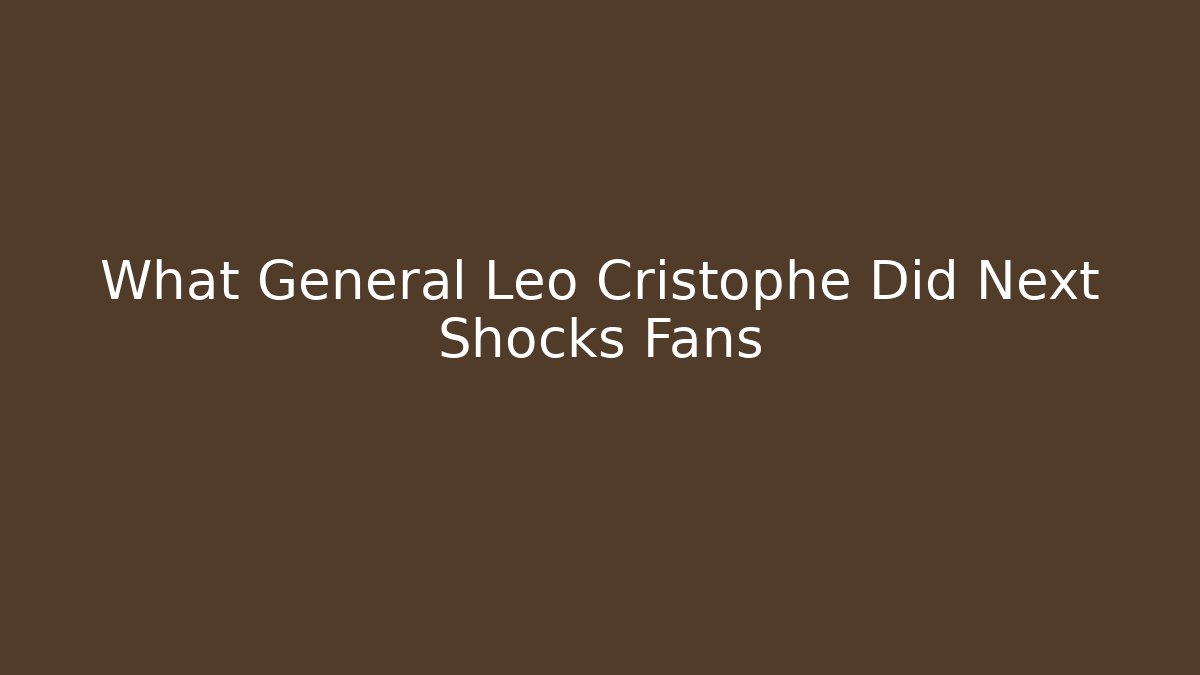 What General Leo Cristophe Did Next Shocks Fans - Create More Assets