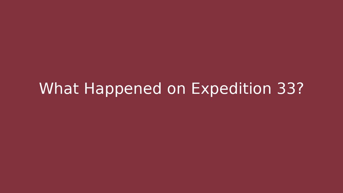 What Happened on Expedition 33?