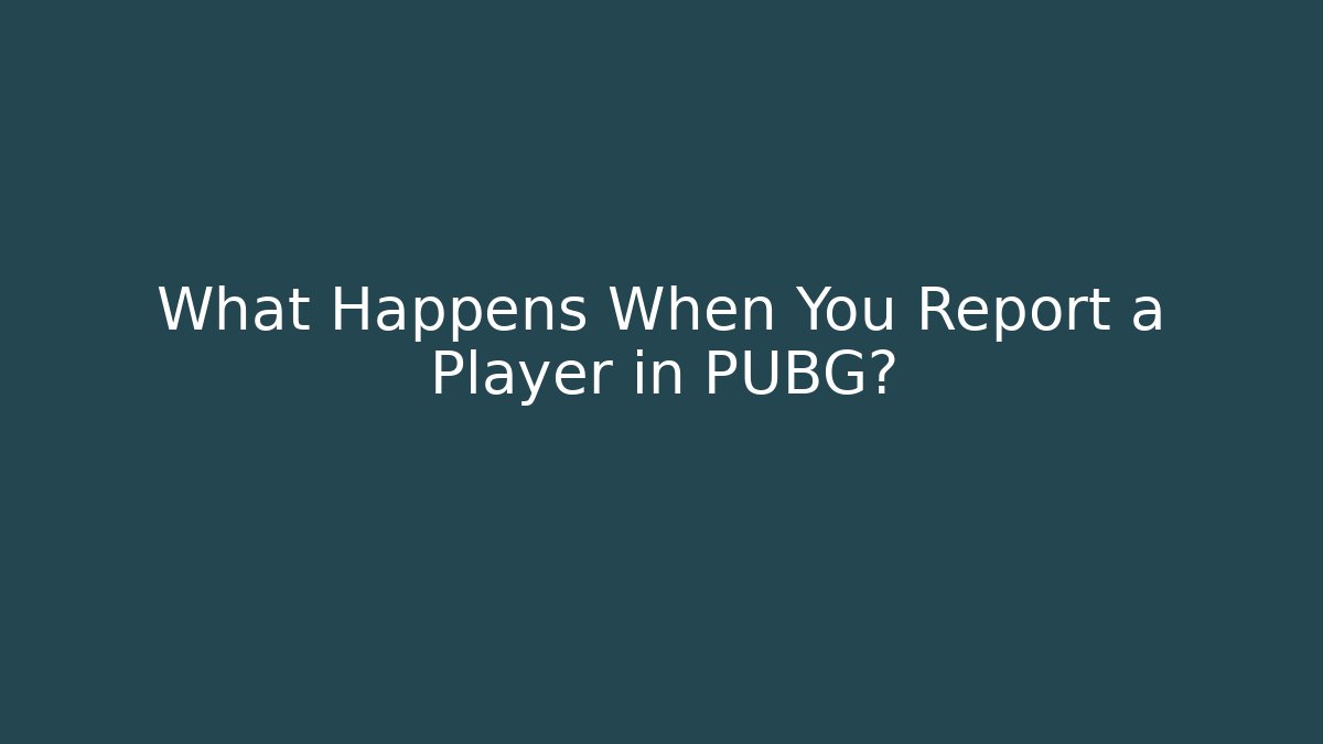 What Happens When You Report a Player in PUBG?