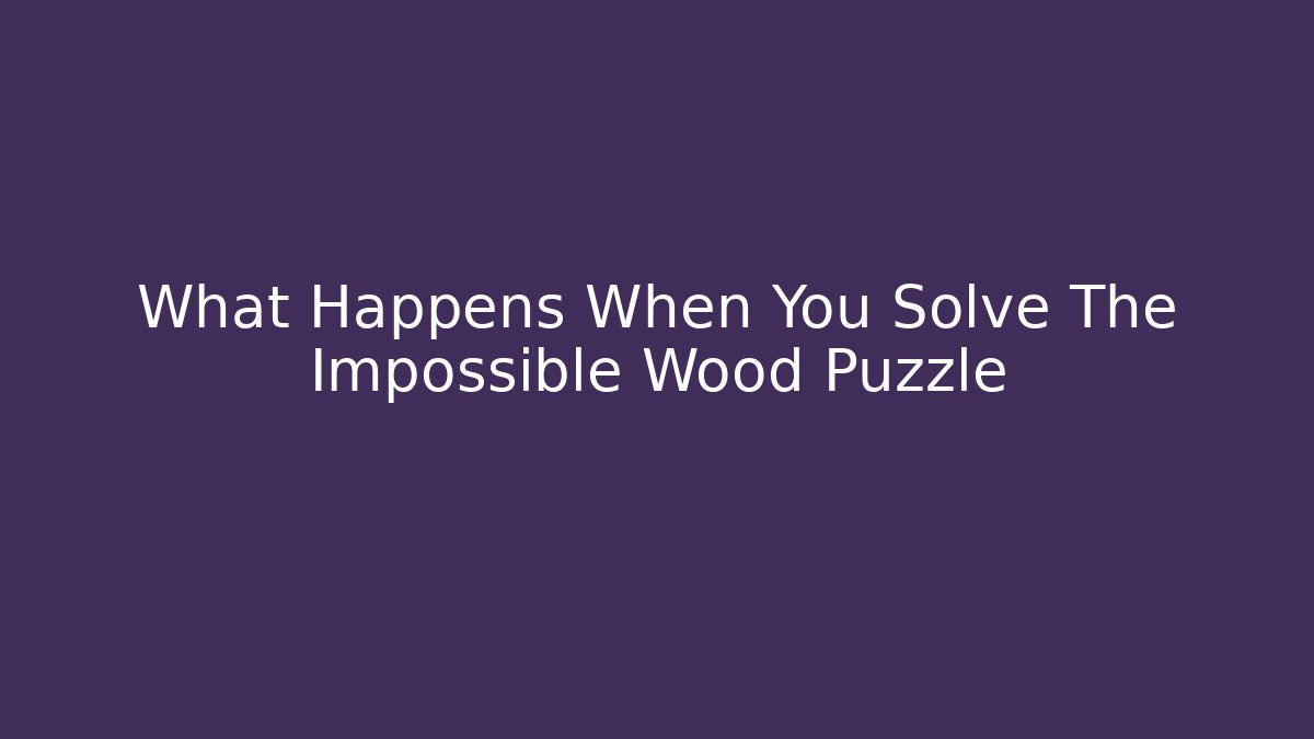 What Happens When You Solve The Impossible Wood Puzzle