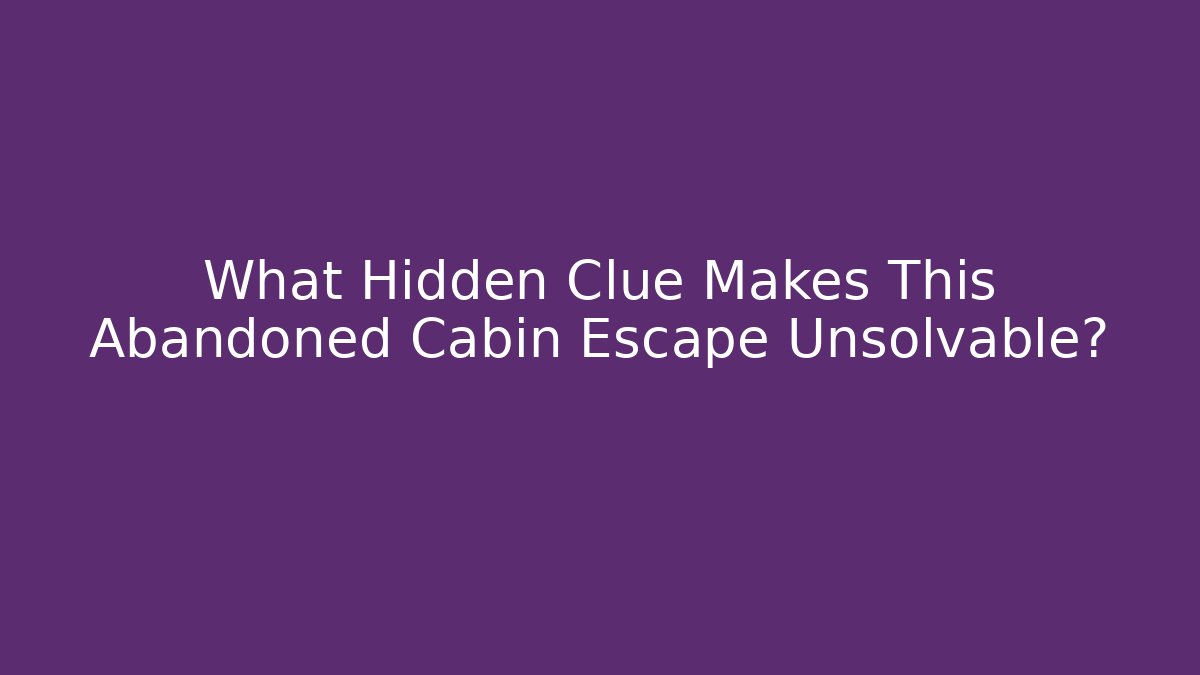 What Hidden Clue Makes This Abandoned Cabin Escape Unsolvable?