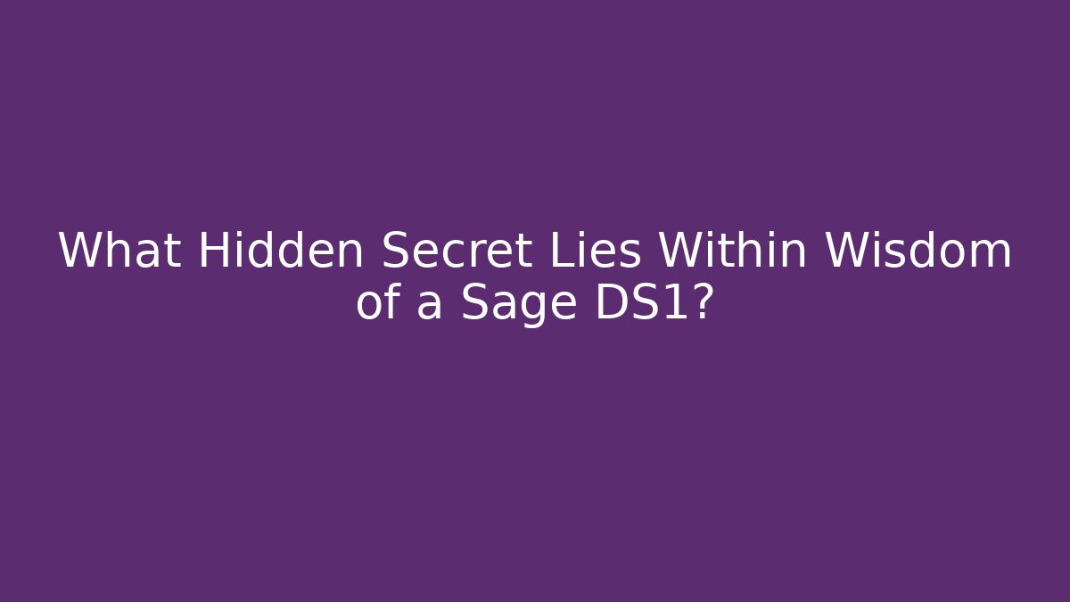 What Hidden Secret Lies Within Wisdom of a Sage DS1?