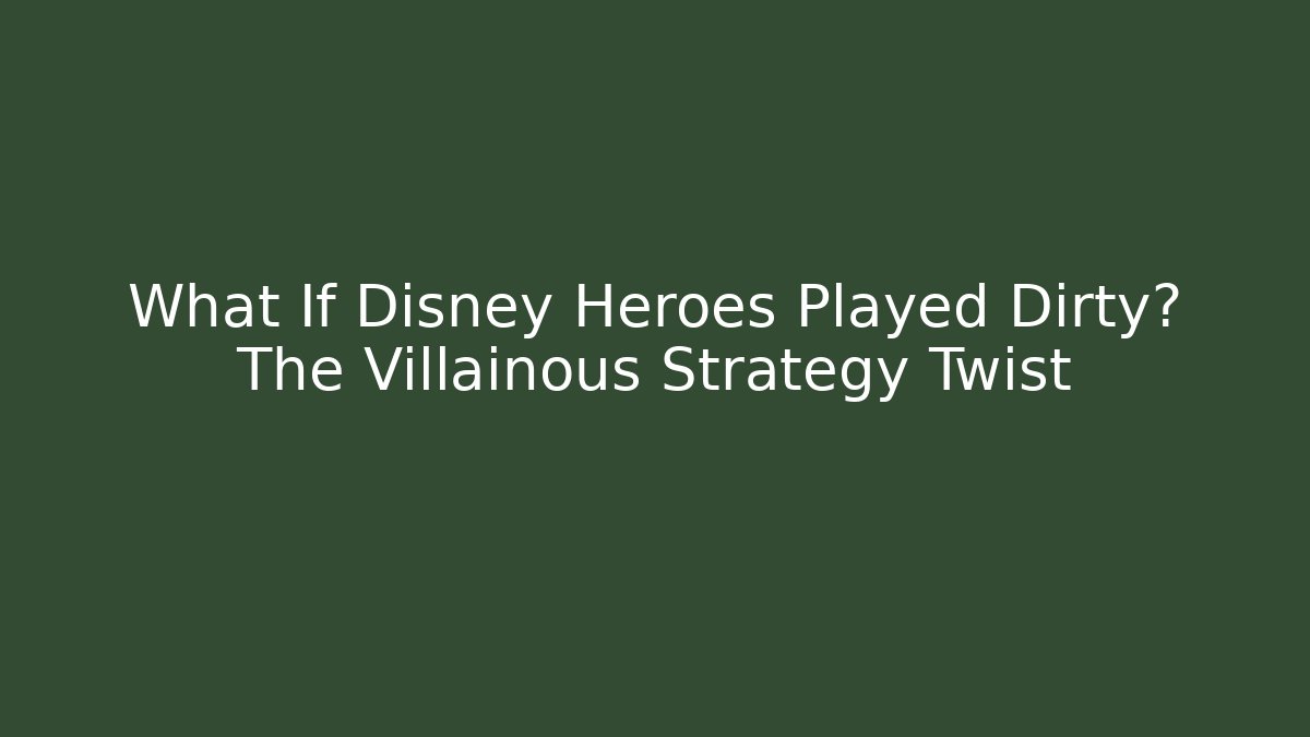 What If Disney Heroes Played Dirty? The Villainous Strategy Twist
