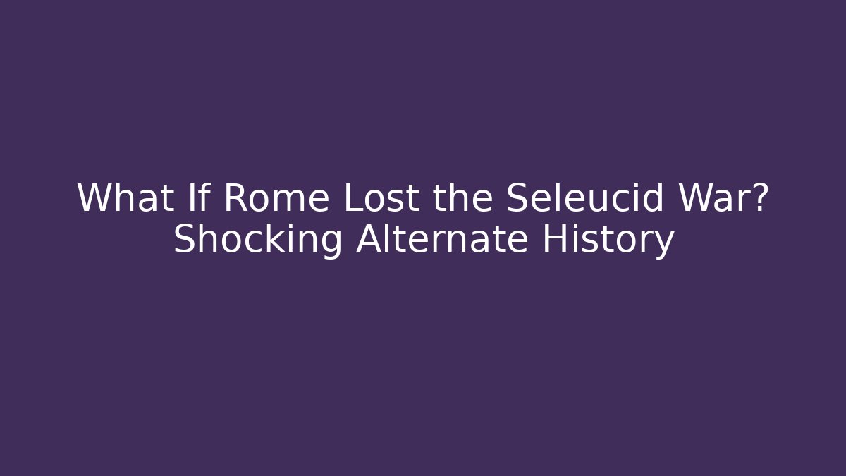 What If Rome Lost the Seleucid War? Shocking Alternate History