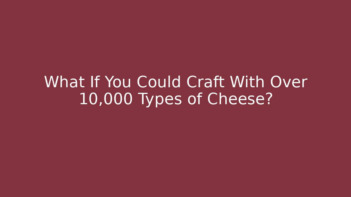 What If You Could Craft With Over 10,000 Types of Cheese?