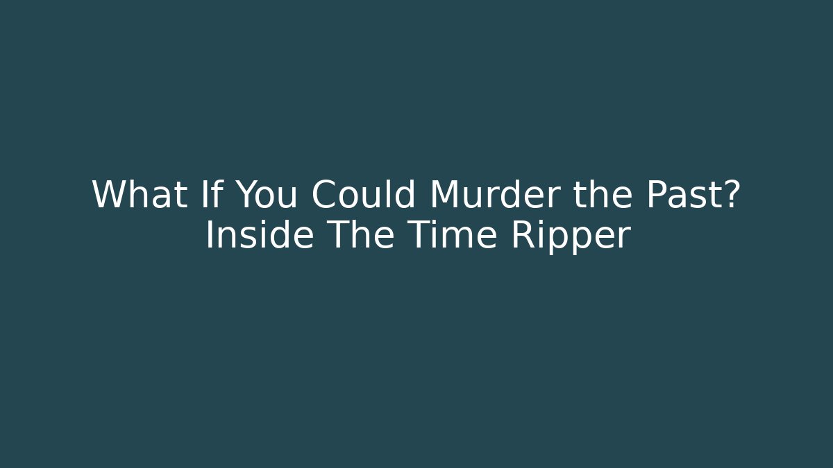 What If You Could Murder the Past? Inside The Time Ripper
