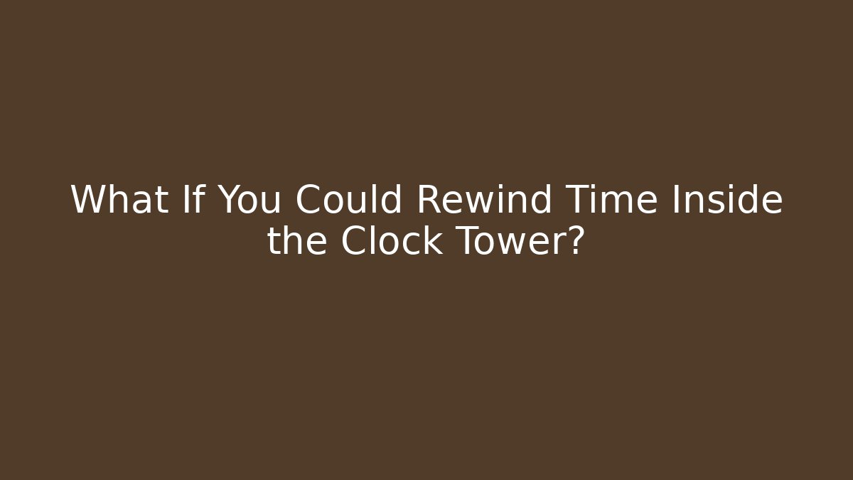 What If You Could Rewind Time Inside the Clock Tower? - Create More Assets