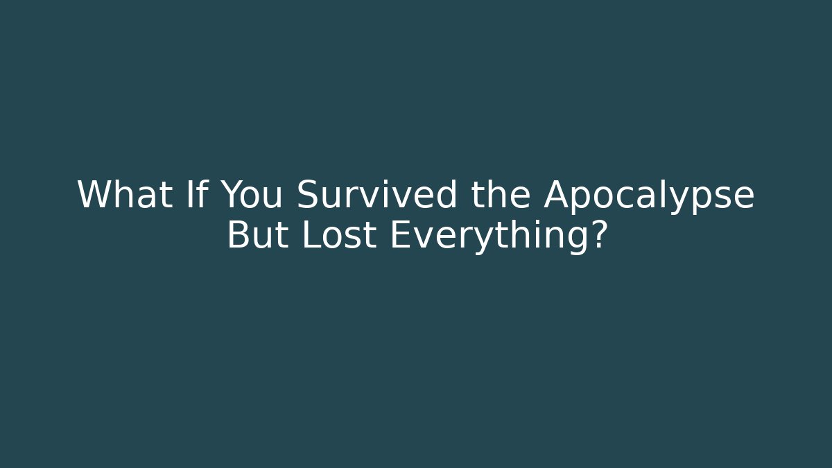 What If You Survived the Apocalypse But Lost Everything? - Create More Assets