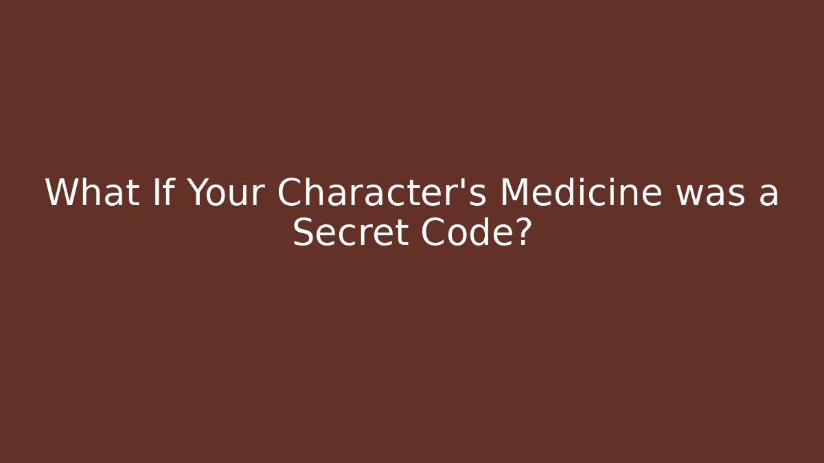 What If Your Character's Medicine was a Secret Code?