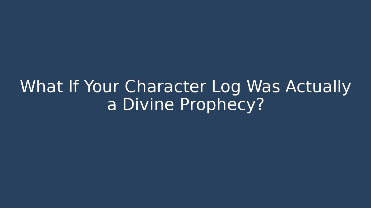 What If Your Character Log Was Actually a Divine Prophecy?