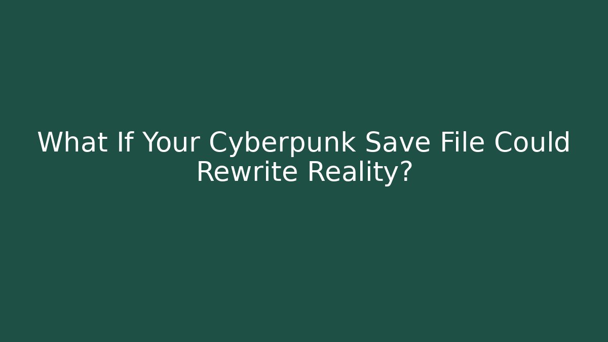 What If Your Cyberpunk Save File Could Rewrite Reality?