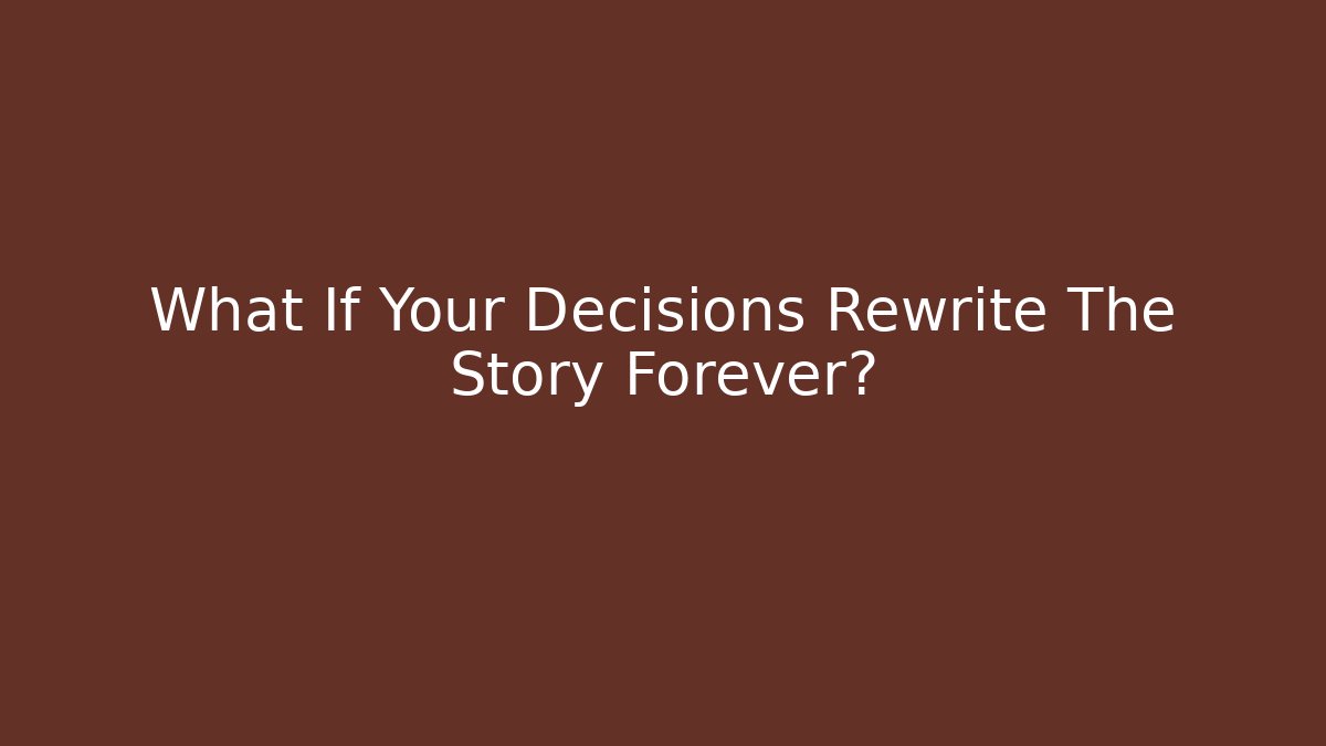 What If Your Decisions Rewrite The Story Forever?