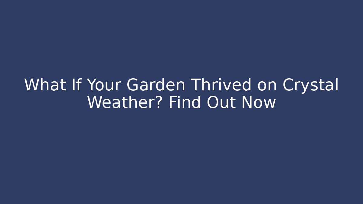 What If Your Garden Thrived on Crystal Weather? Find Out Now