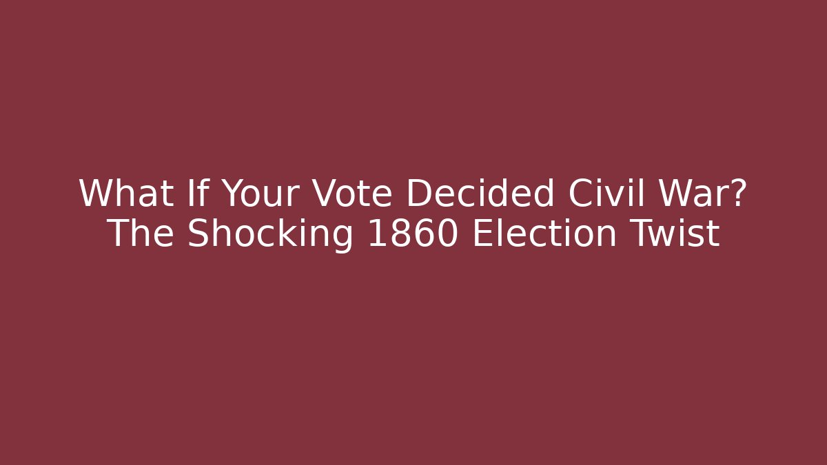 What If Your Vote Decided Civil War? The Shocking 1860 Election Twist