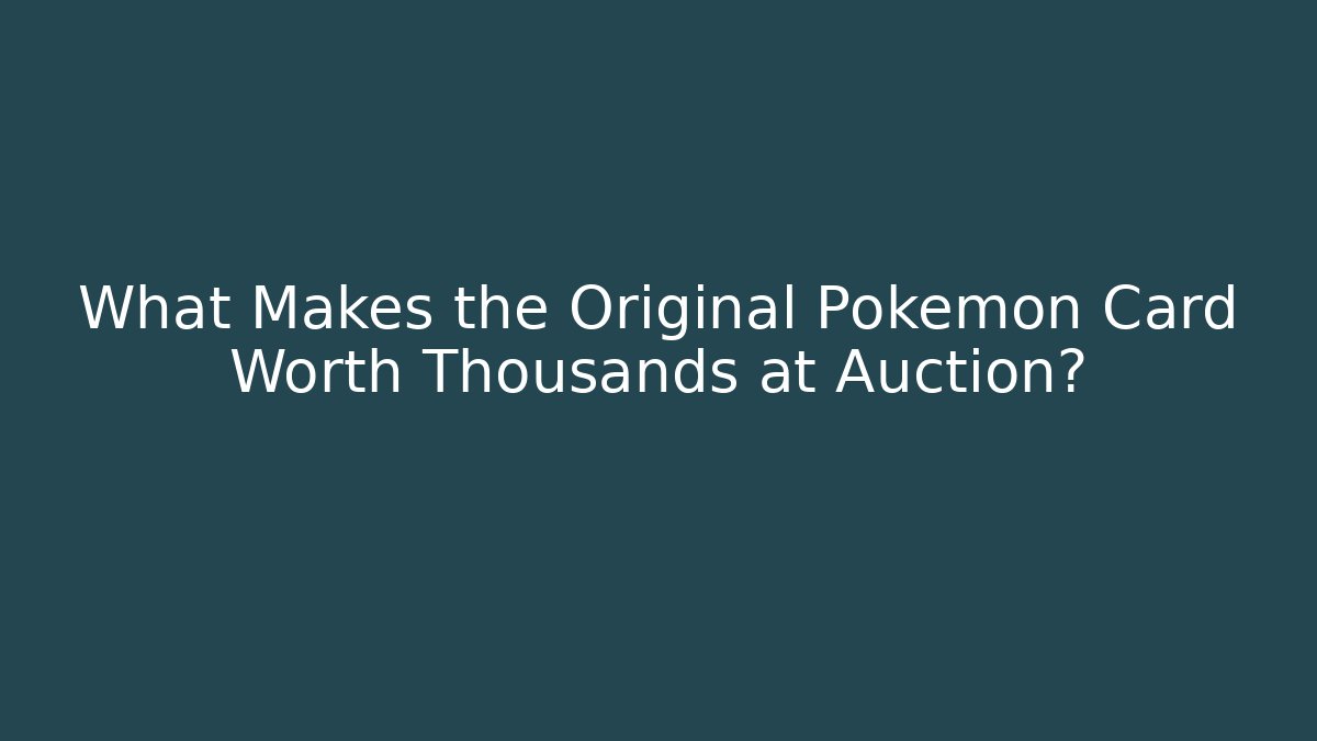 What Makes the Original Pokémon Card Worth Thousands at Auction?