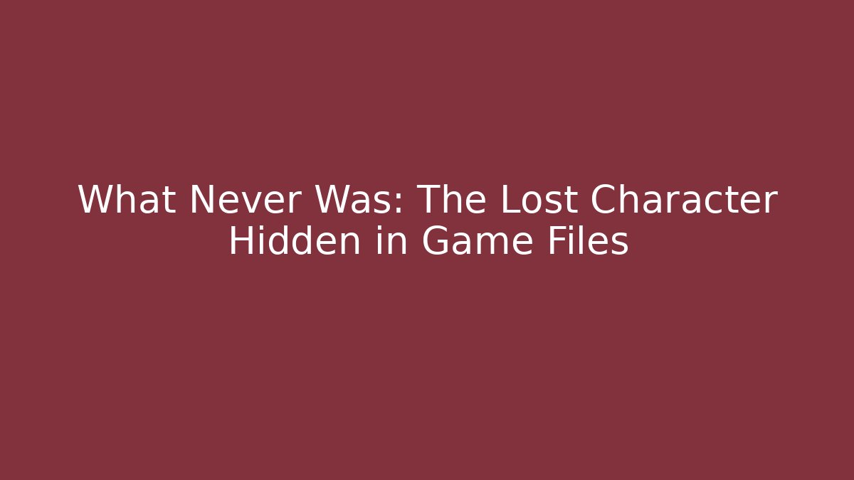 What Never Was: The Lost Character Hidden in Game Files