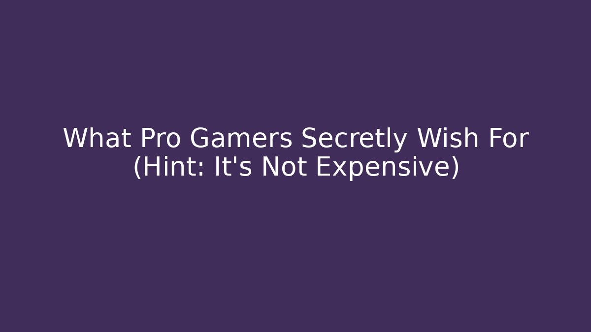 What Pro Gamers Secretly Wish For (Hint: It’s Not Expensive)