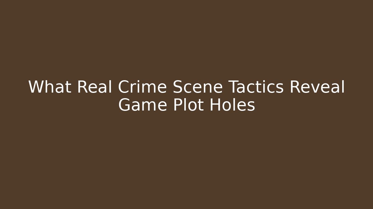 What Real Crime Scene Tactics Reveal Game Plot Holes