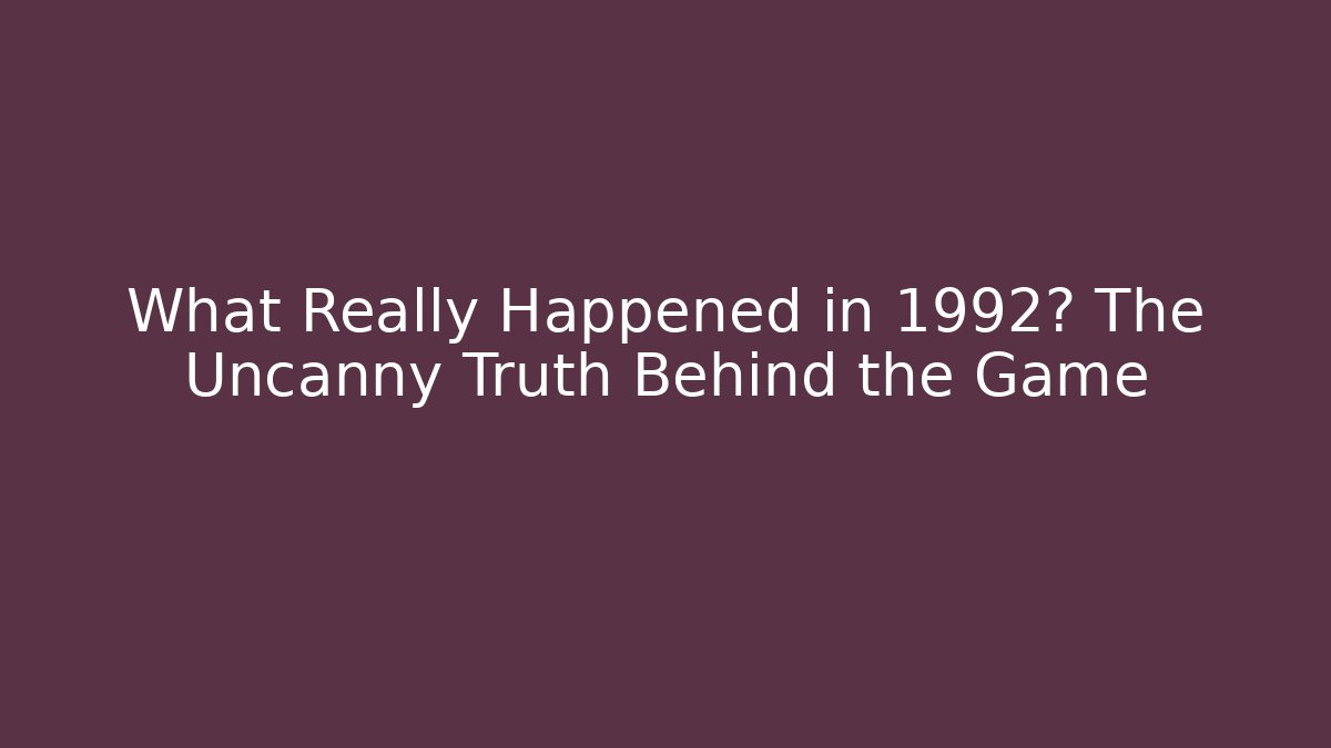 What Really Happened in 1992? The Uncanny Truth Behind the Game