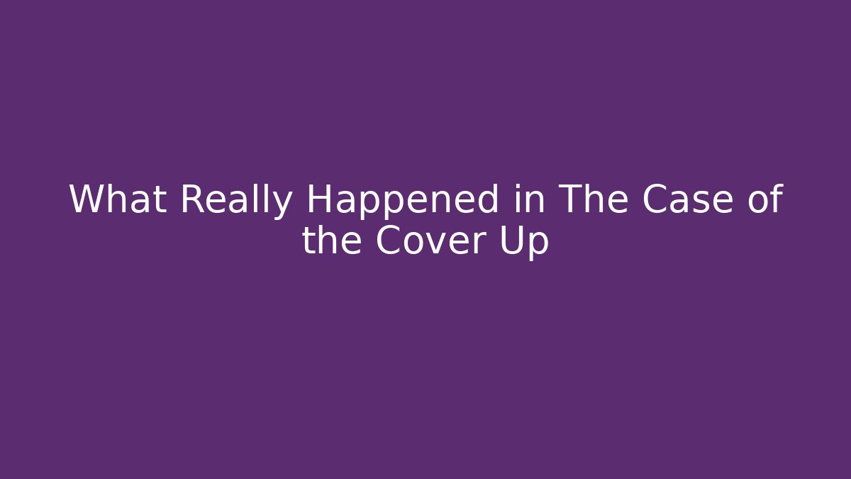 What Really Happened in The Case of the Cover Up