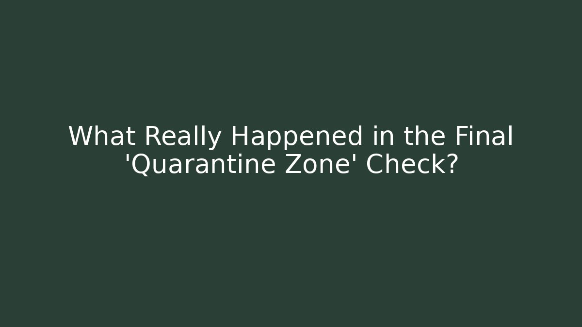What Really Happened in the Final 'Quarantine Zone' Check?