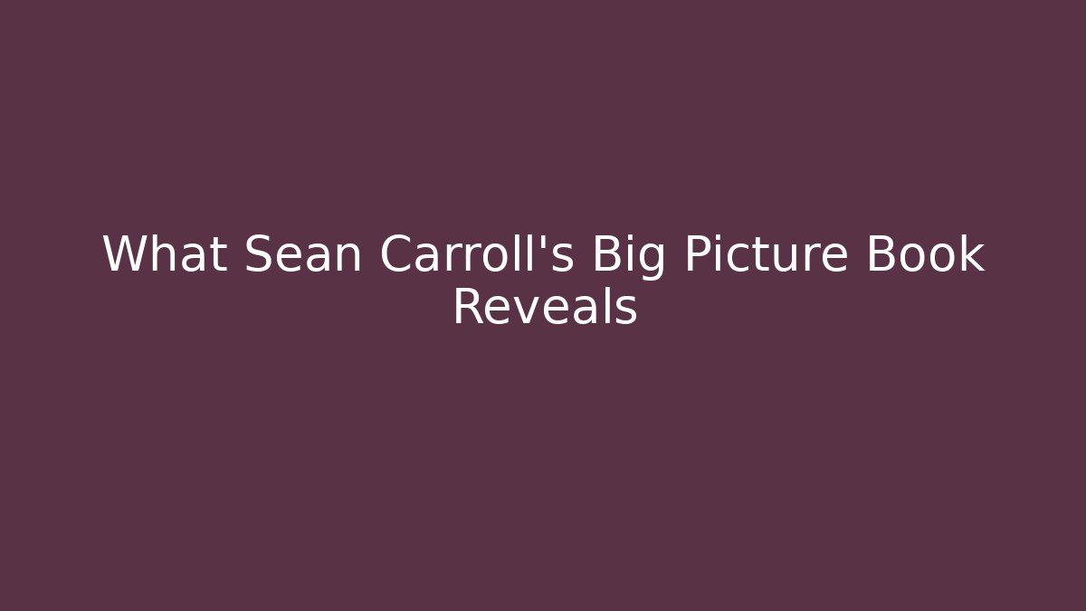 What Sean Carroll's Big Picture Book Reveals