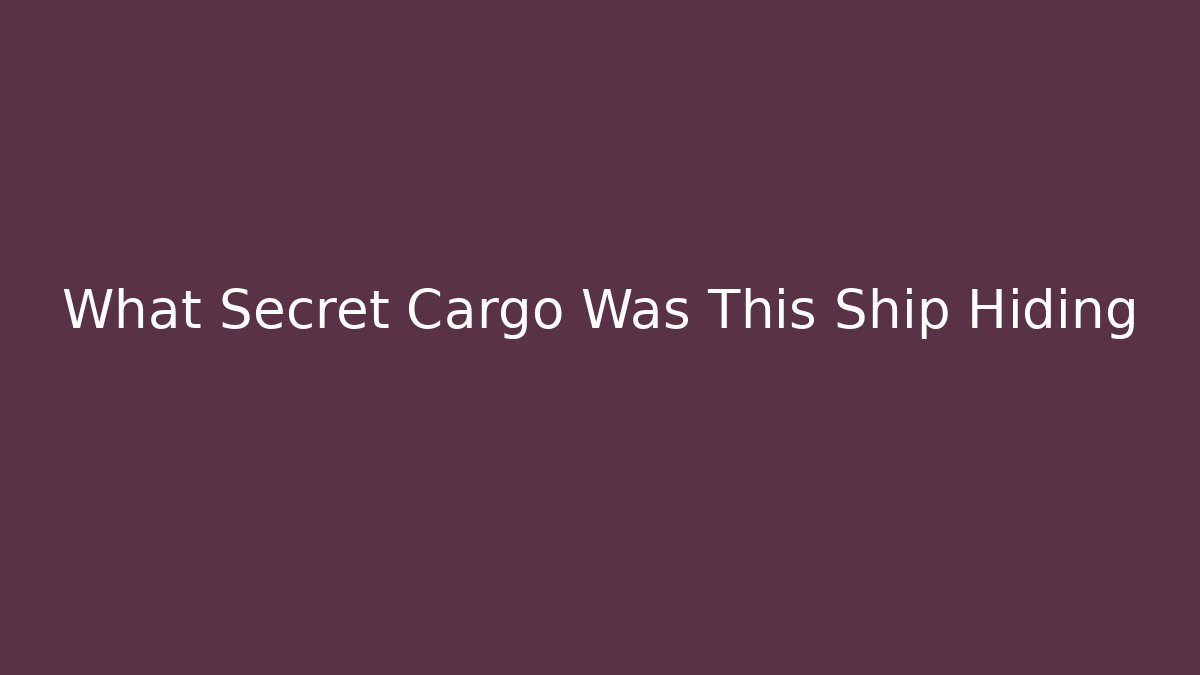 What Secret Cargo Was This Ship Hiding