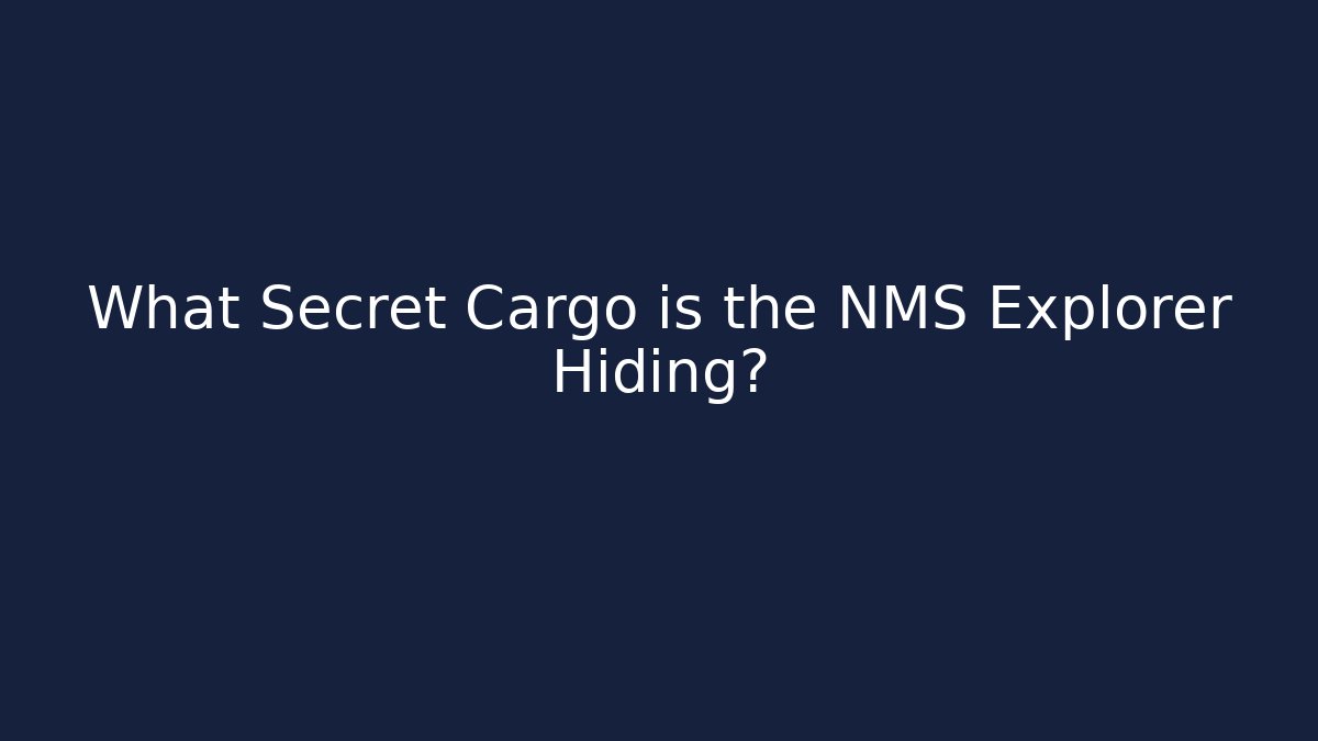 What Secret Cargo is the NMS Explorer Hiding?