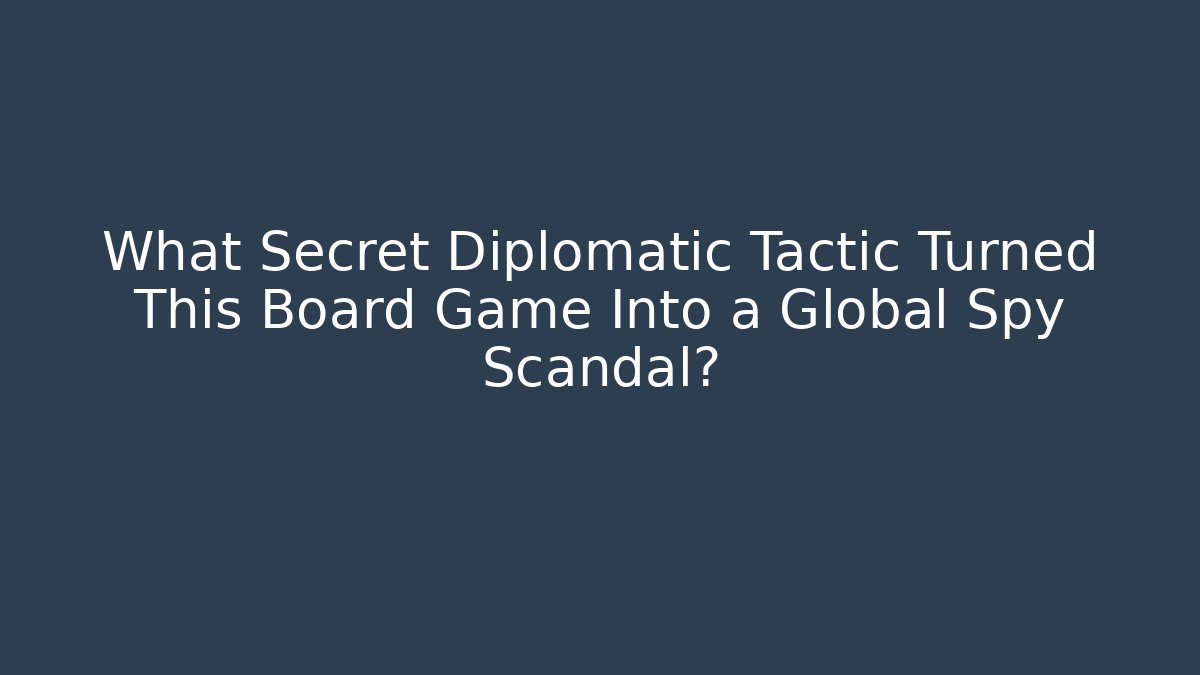 What Secret Diplomatic Tactic Turned This Board Game Into a Global Spy Scandal?