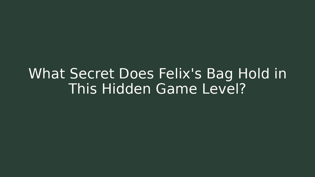 What Secret Does Felix's Bag Hold in This Hidden Game Level?