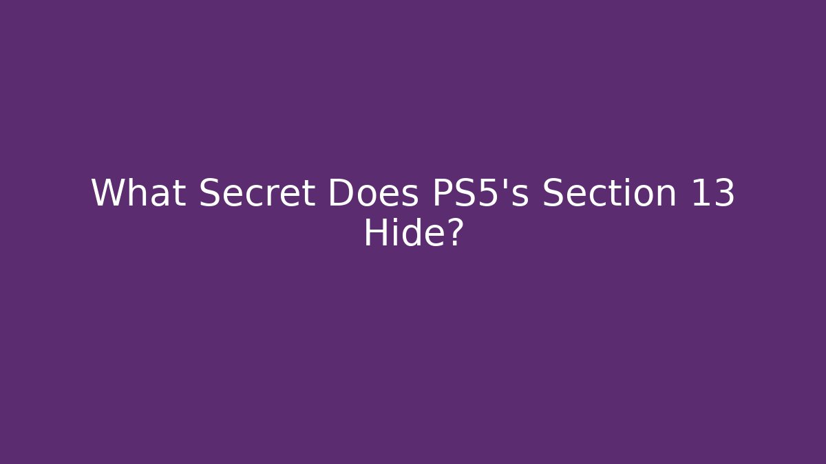 What Secret Does PS5's Section 13 Hide?